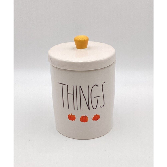 Rae Dunn THINGS Canister Jar w/ Lid Harvest Fall Pumpkins Container Halloween - Picture 1 of 1